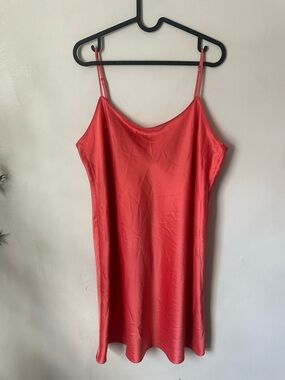 Natori Burnt Orange Slip Mini Dress Silk Sleepwear Lingerie Nightgown Size L